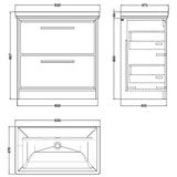 Hudson Reed Lille 800mm Freestanding 2 Drawer Vanity Unit & Basin Pebble Grey LIL3235H LD