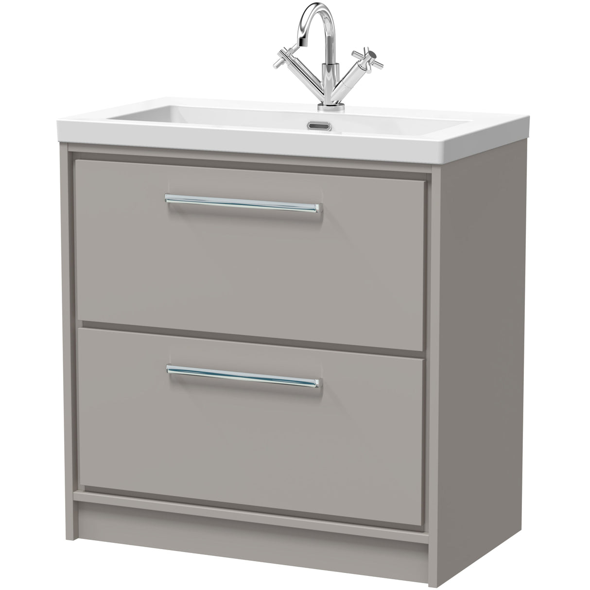 Hudson Reed Lille 800mm Freestanding 2 Drawer Vanity Unit & Basin Pebble Grey LIL3235L