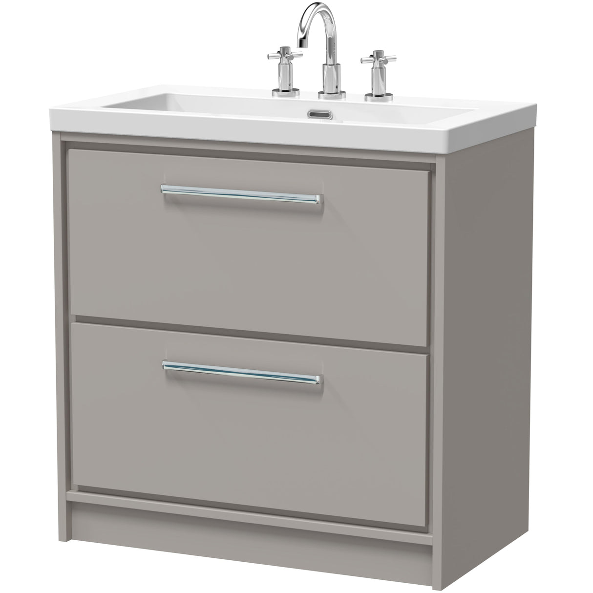 Hudson Reed Lille 800mm Freestanding 2 Drawer Vanity Unit & Basin Pebble Grey LIL3235M