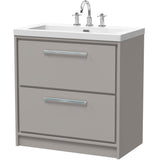 Hudson Reed Lille 800mm Freestanding 2 Drawer Vanity Unit & Basin Pebble Grey LIL3235M