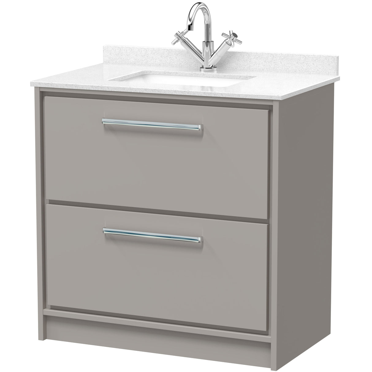 Hudson Reed Lille 800mm Freestanding 2 Drawer Vanity Unit & Basin Pebble Grey LIL3235WS1