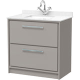 Hudson Reed Lille 800mm Freestanding 2 Drawer Vanity Unit & Basin Pebble Grey LIL3235WS1