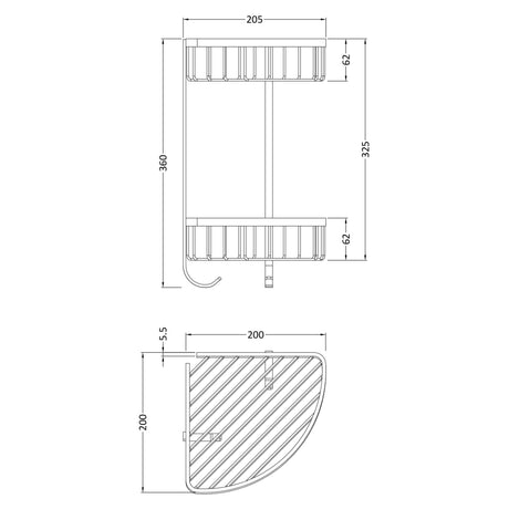 Hudson Reed Large 2 Tier Corner Basket Chrome LL308 LD