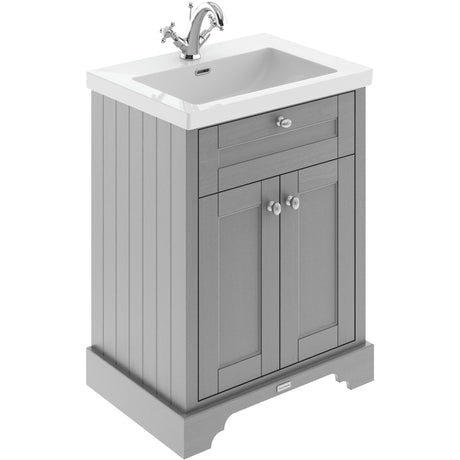 Old London 600mm Freestanding Vanity Unit & Basin, 2 Door Storm Grey LOF201