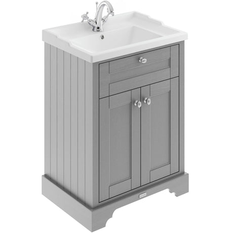 Old London 600mm Freestanding Vanity Unit & Basin, 2 Door Storm Grey LOF203