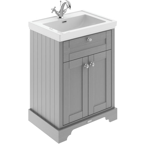 Old London 600mm Freestanding Vanity Unit & Basin, 2 Door Storm Grey LOF204