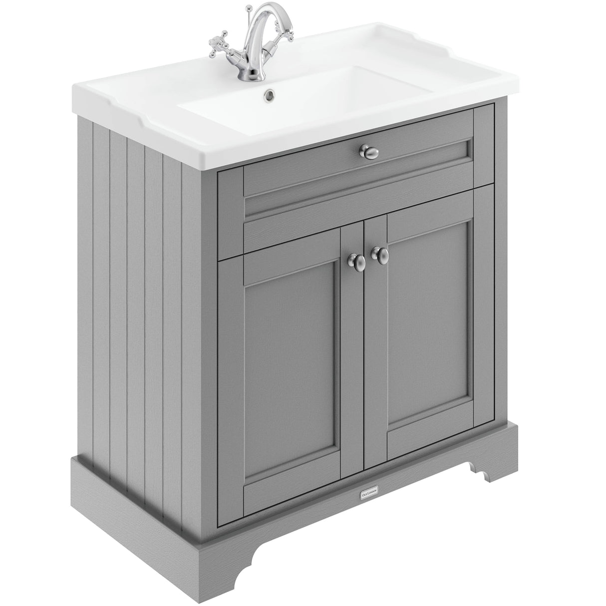 Old London 800mm Freestanding Vanity Unit & Basin, 2 Door Storm Grey LOF205