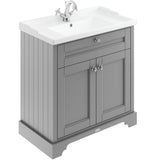Old London 800mm Freestanding Vanity Unit & Basin, 2 Door Storm Grey LOF205