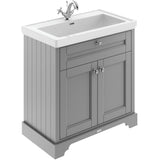 Old London 800mm Freestanding Vanity Unit & Basin, 2 Door Storm Grey LOF206