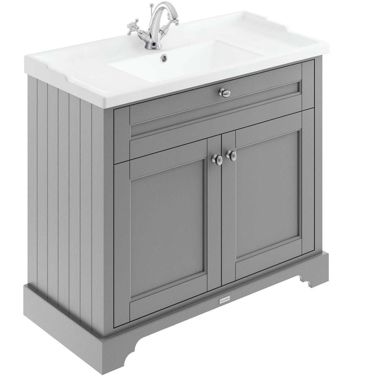 Old London 1000mm Freestanding Vanity Unit & Basin, 2 Door Storm Grey LOF207