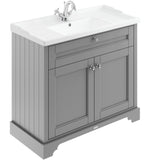 Old London 1000mm Freestanding Vanity Unit & Basin, 2 Door Storm Grey LOF207