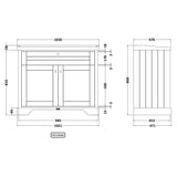 Old London 1000mm Freestanding Vanity Unit & Basin, 2 Door Storm Grey LOF207 LD