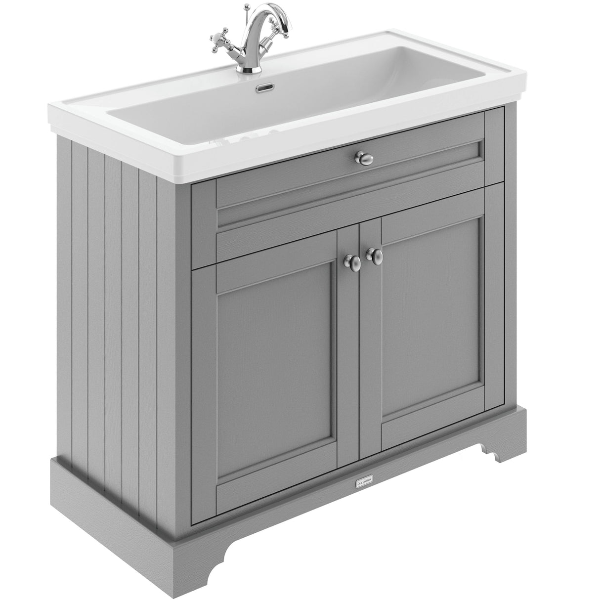 Old London 1000mm Freestanding Vanity Unit & Basin, 2 Door Storm Grey LOF208