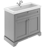 Old London 1000mm Freestanding Vanity Unit & Basin, 2 Door Storm Grey LOF208