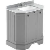 Old London 750mm Angled Freestanding Vanity Unit & Basin, Square Bowl, 3 Door Storm Grey LOF213