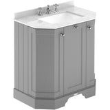 Old London 750mm Angled Freestanding Vanity Unit & Basin, Square Bowl, 3 Door Storm Grey LOF214