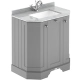 Old London 750mm Angled Freestanding Vanity Unit & Basin, Square Bowl, 3 Door Storm Grey LOF216