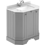 Old London 750mm Angled Freestanding Vanity Unit & Basin, Square Bowl, 3 Door Storm Grey LOF217