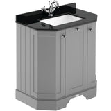 Old London 750mm Angled Freestanding Vanity Unit & Basin, Square Bowl, 3 Door Storm Grey LOF218