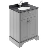 Old London 600mm Freestanding Vanity Unit & Basin, Round Bowl, 2 Door Storm Grey LOF221