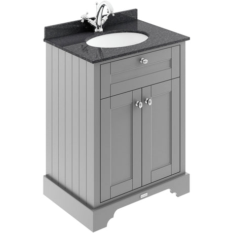 Old London 600mm Freestanding Vanity Unit & Basin, Round Bowl, 2 Door Storm Grey LOF221