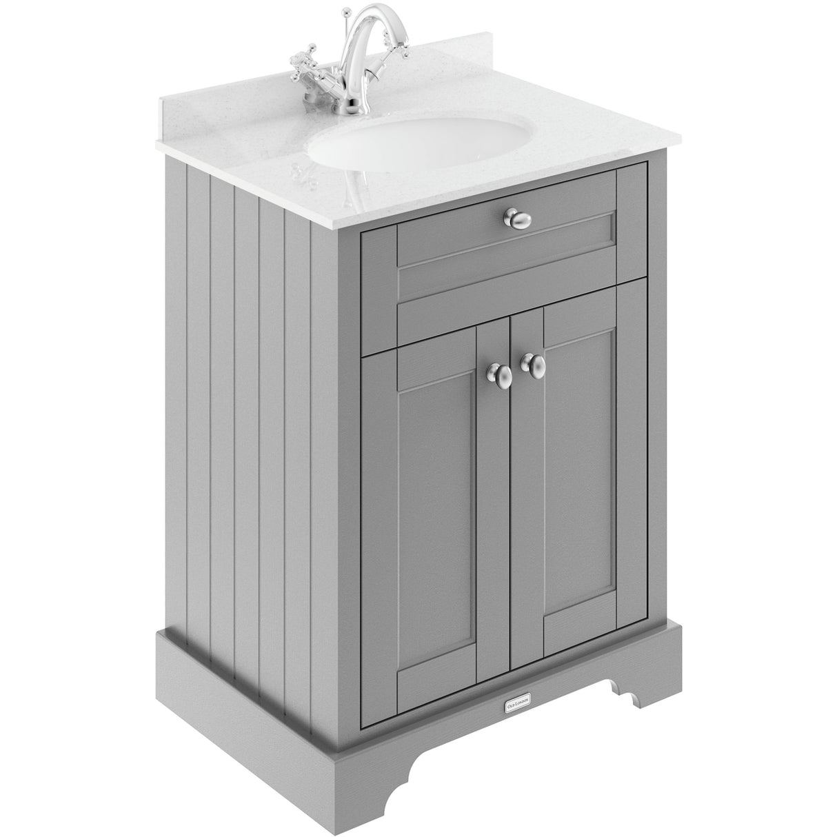 Old London 600mm Freestanding Vanity Unit & Basin, Round Bowl, 2 Door Storm Grey LOF222