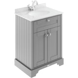 Old London 600mm Freestanding Vanity Unit & Basin, Round Bowl, 2 Door Storm Grey LOF222