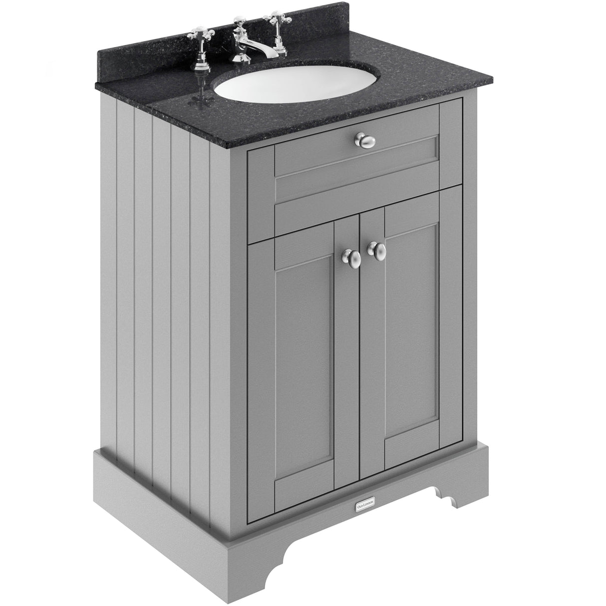 Old London 600mm Freestanding Vanity Unit & Basin, Round Bowl, 2 Door Storm Grey LOF224