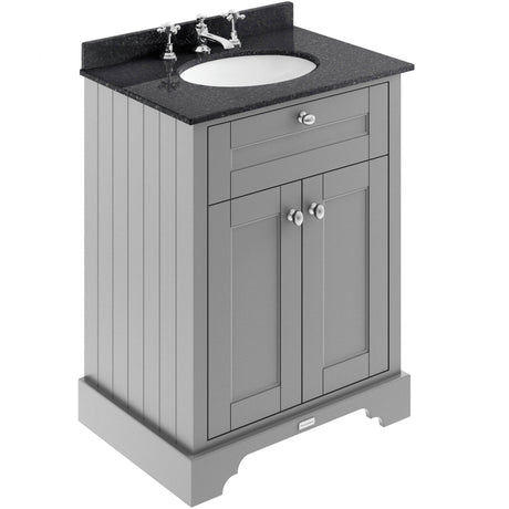 Old London 600mm Freestanding Vanity Unit & Basin, Round Bowl, 2 Door Storm Grey LOF224