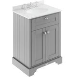 Old London 600mm Freestanding Vanity Unit & Basin, Round Bowl, 2 Door Storm Grey LOF225