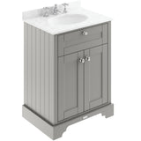 Old London 600mm Freestanding Vanity Unit & Basin, Round Bowl, 2 Door Storm Grey LOF226