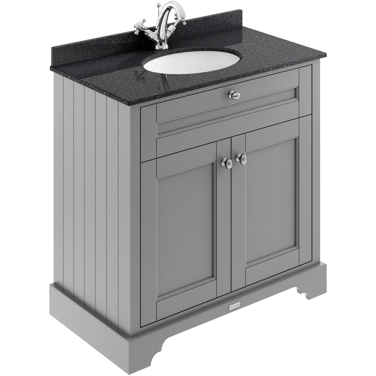 Old London 800mm Freestanding Vanity Unit & Basin, Round Bowl, 2 Door Storm Grey LOF227