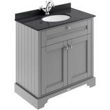 Old London 800mm Freestanding Vanity Unit & Basin, Round Bowl, 2 Door Storm Grey LOF227