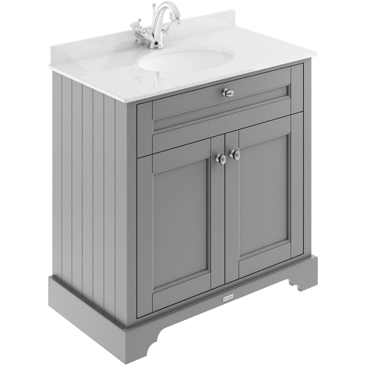 Old London 800mm Freestanding Vanity Unit & Basin, Round Bowl, 2 Door Storm Grey LOF228