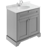 Old London 800mm Freestanding Vanity Unit & Basin, Round Bowl, 2 Door Storm Grey LOF229