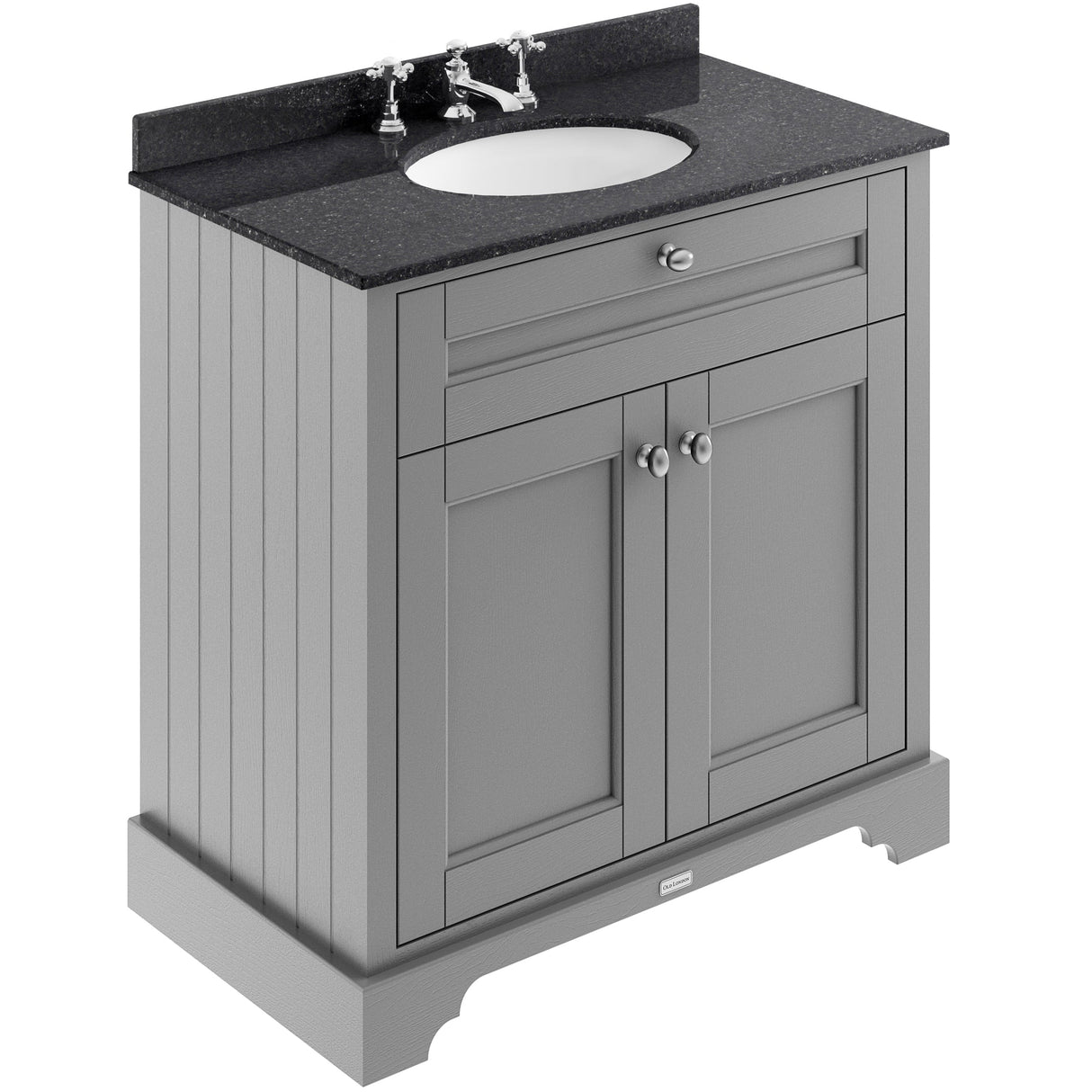 Old London 800mm Freestanding Vanity Unit & Basin, Round Bowl, 2 Door Storm Grey LOF230