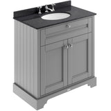 Old London 800mm Freestanding Vanity Unit & Basin, Round Bowl, 2 Door Storm Grey LOF230