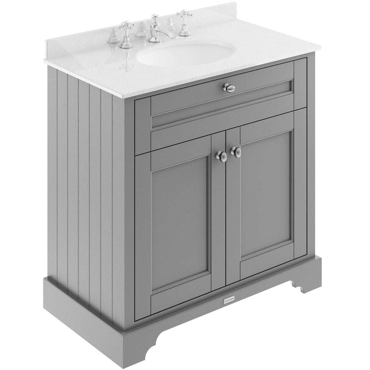 Old London 800mm Freestanding Vanity Unit & Basin, Round Bowl, 2 Door Storm Grey LOF231