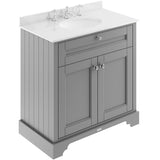 Old London 800mm Freestanding Vanity Unit & Basin, Round Bowl, 2 Door Storm Grey LOF231