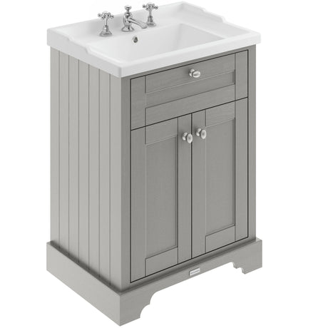 Old London 600mm Freestanding Vanity Unit & Basin, 2 Door Storm Grey LOF233