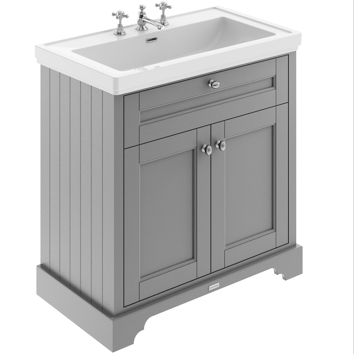 Old London 800mm Freestanding Vanity Unit & Basin, 2 Door Storm Grey LOF236