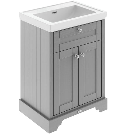 Old London 600mm Freestanding Vanity Unit & Basin, 2 Door Storm Grey LOF244