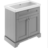 Old London 800mm Freestanding Vanity Unit & Basin, 2 Door Storm Grey LOF246