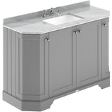 Old London 1200mm Angled Freestanding Vanity Unit & Basin, Square Bowl, 4 Door Storm Grey LOF257