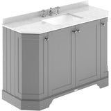 Old London 1200mm Angled Freestanding Vanity Unit & Basin, Square Bowl, 4 Door Storm Grey LOF258