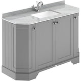 Old London 1200mm Angled Freestanding Vanity Unit & Basin, Square Bowl, 4 Door Storm Grey LOF260