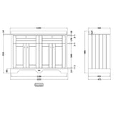 Old London 1200mm Freestanding Vanity Unit & Basin, Round Bowl, 4 Door Storm Grey LOF264 LD