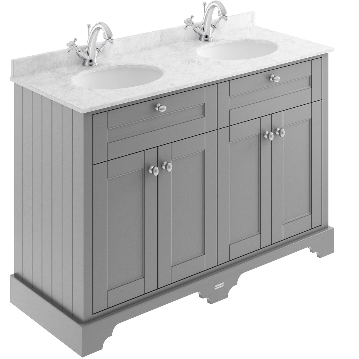 Old London 1200mm Freestanding Vanity Unit & Basin, Round Bowl, 4 Door Storm Grey LOF265