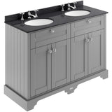 Old London 1200mm Freestanding Vanity Unit & Basin, Round Bowl, 4 Door Storm Grey LOF266