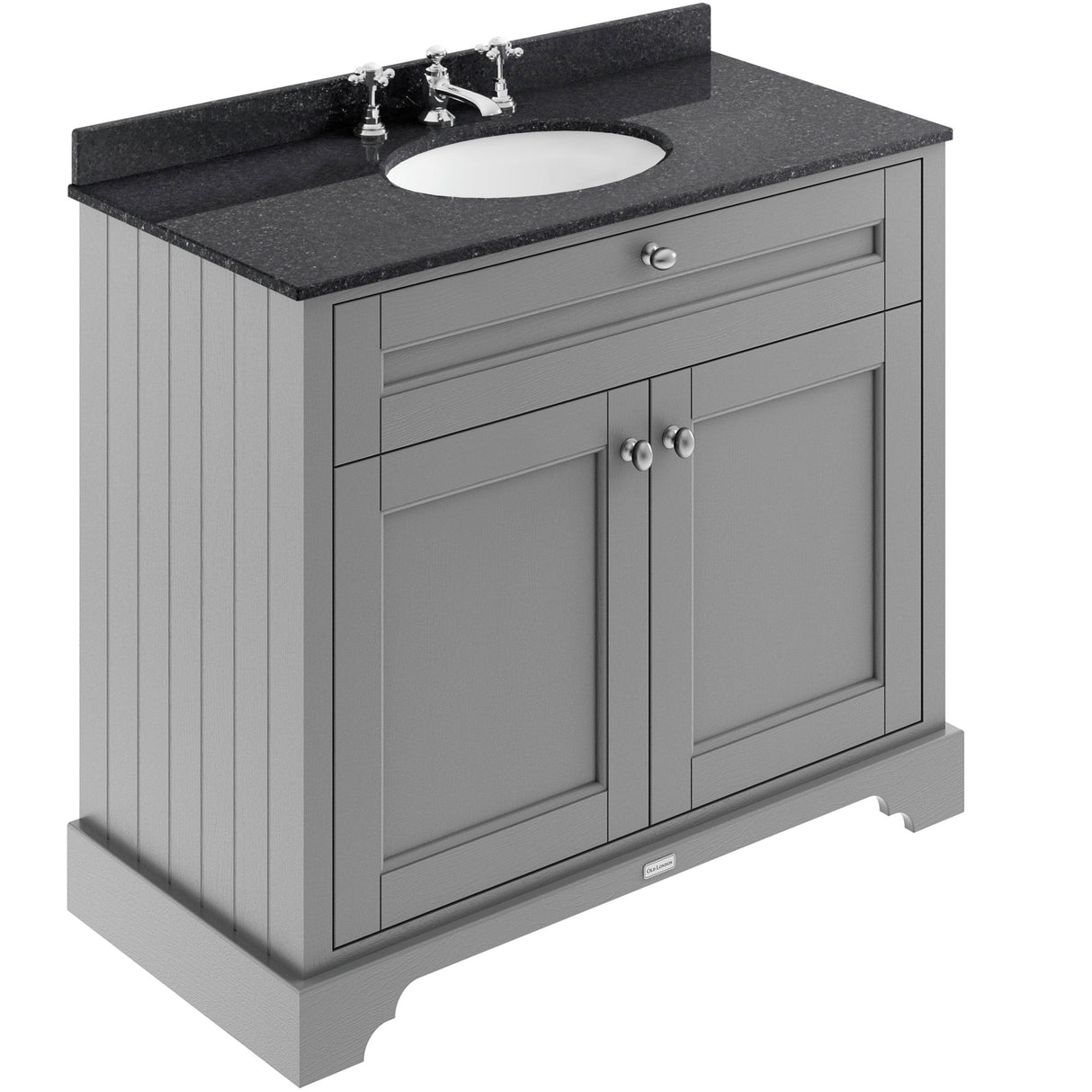 Old London 1000mm Freestanding Vanity Unit & Basin, Round Bowl, 2 Door Storm Grey LOF279